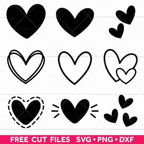 9x FREE Heart SVG files