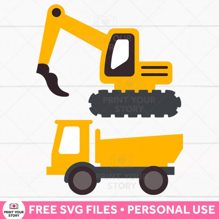 Free Excavator and Dump Truck SVG – Construction Trucks