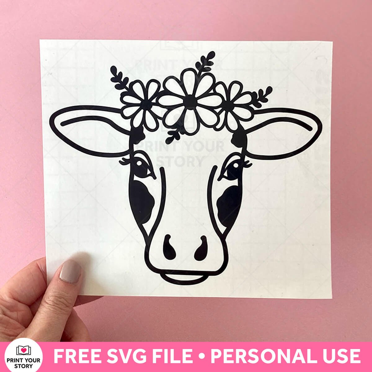 Free Cow with Flowers SVG file for Cricut – Personal Use