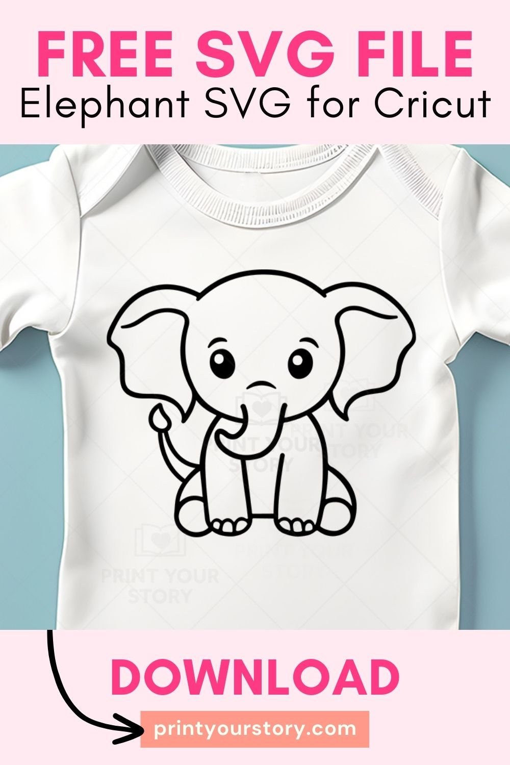 Free Baby Elephant SVG file for Cricut - Personal Use