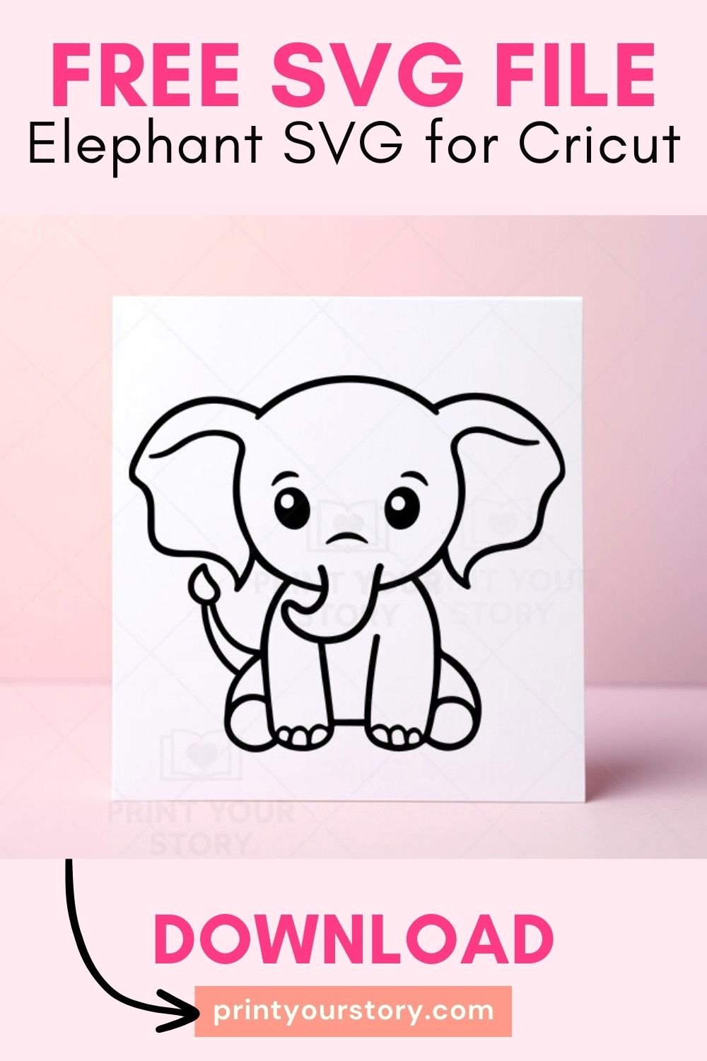 Free Baby Elephant SVG file for Cricut - Personal Use