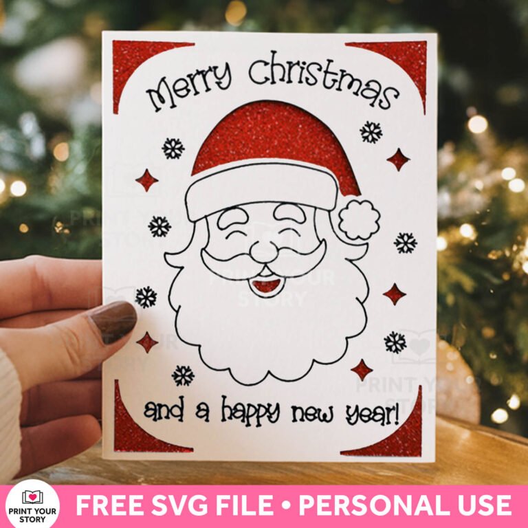 Free Santa Christmas Card SVG file for Cricut