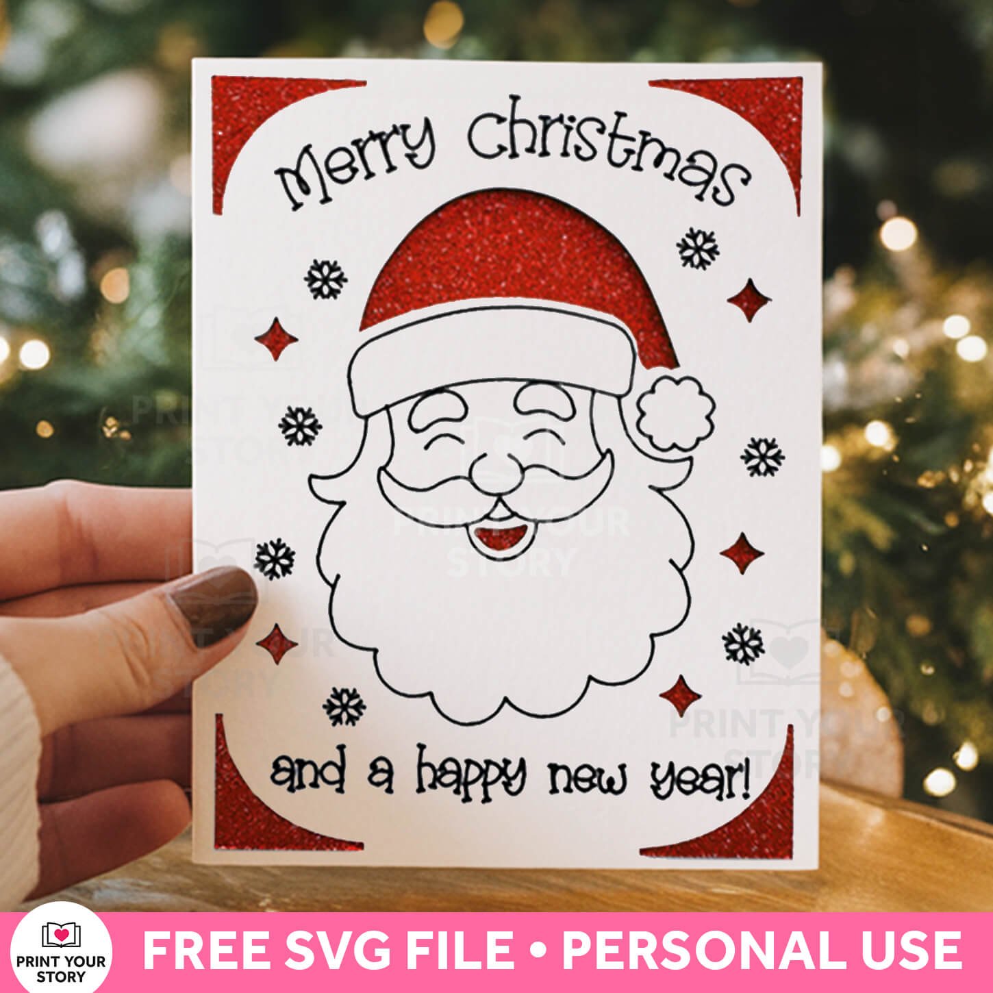 Free Santa Christmas Card SVG file for Cricut