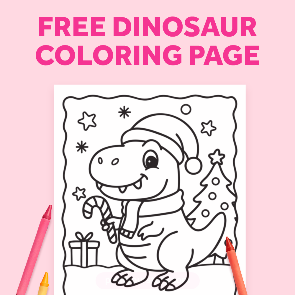 Free Christmas Dinosaur Coloring Page for Kids