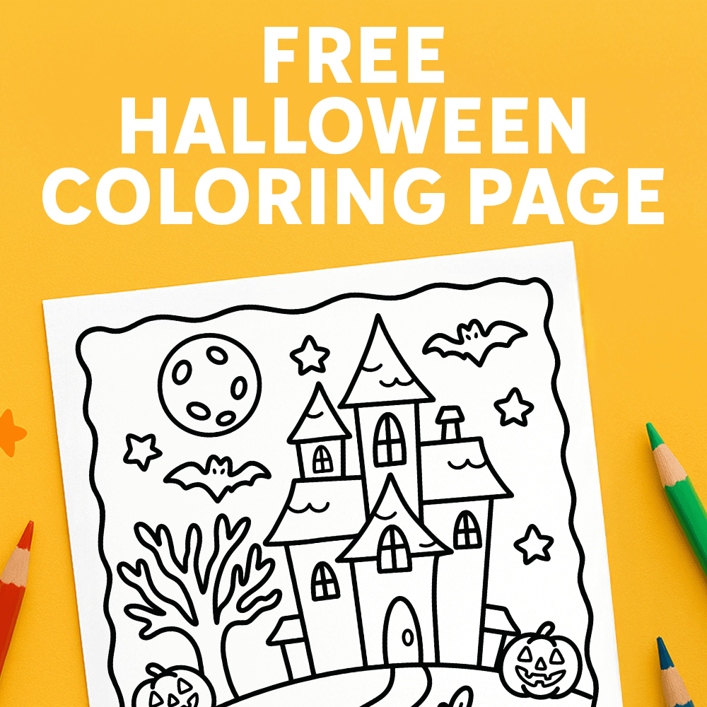 Free Haunted House Halloween Coloring Page for Kids