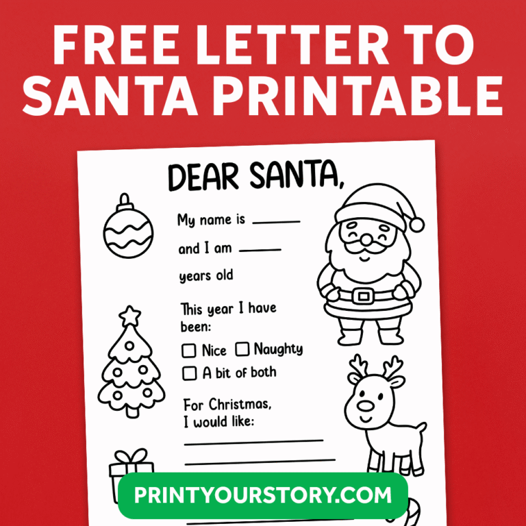 A printable letter to Santa template featuring spaces for name, age, and a checklist for behavior, along with areas to request Christmas gifts, designed as a Letter To Santa craft for children.
