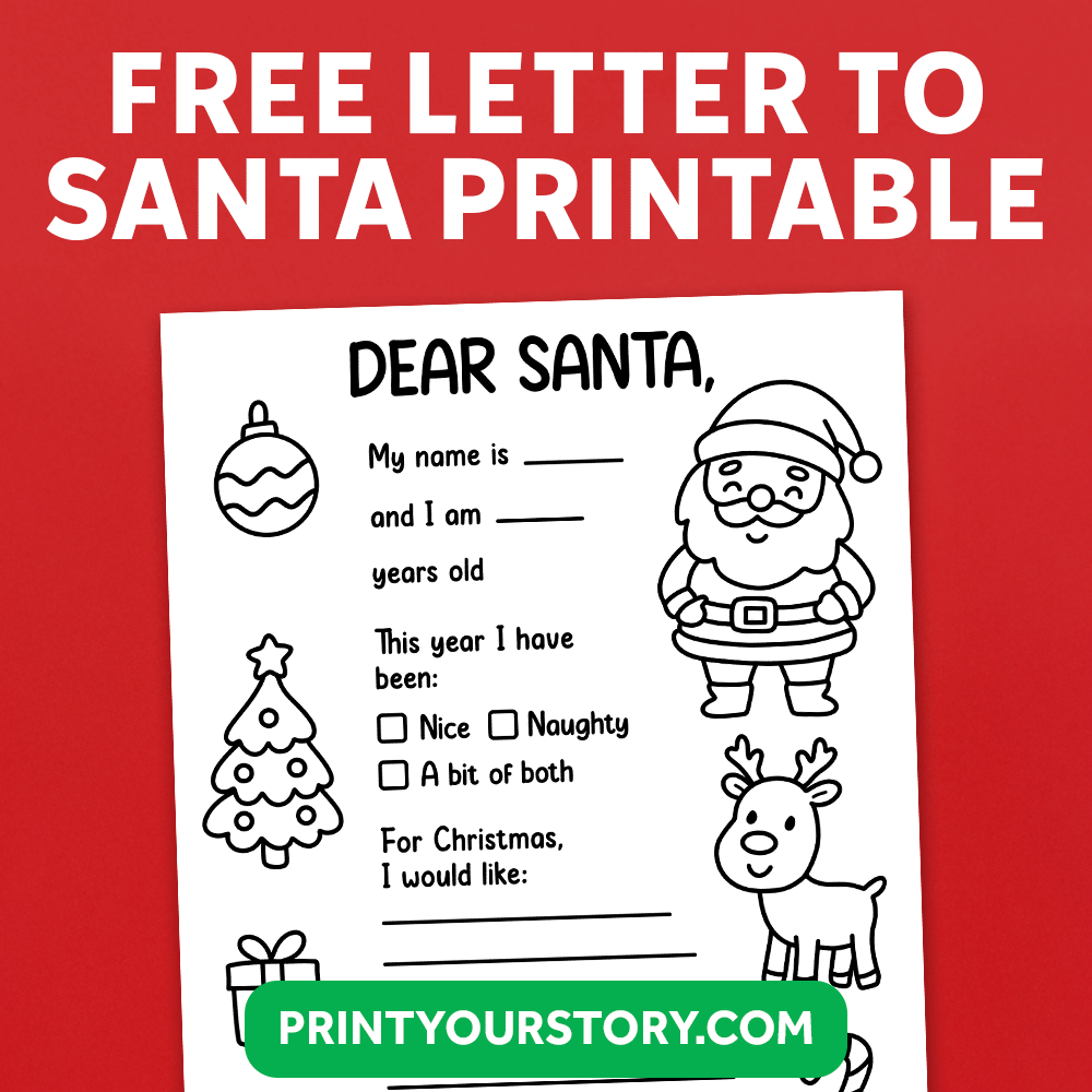 A printable letter to Santa template featuring spaces for name, age, and a checklist for behavior, along with areas to request Christmas gifts, designed as a Letter To Santa craft for children.