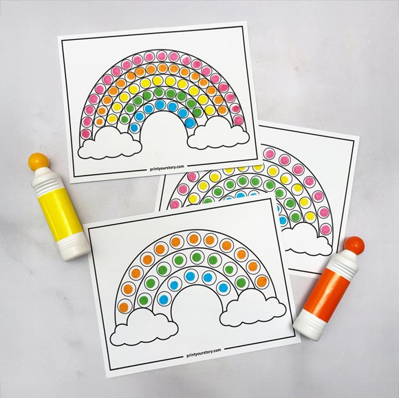 Rainbow Dot Marker Printable (+ Matching Coloring Pages)