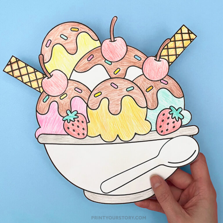 Build Your Own Ice Cream Craft Sundae – Color Cut Paste Printable