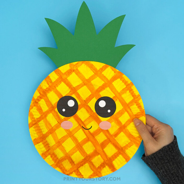 Pineapple Paper Plate Craft (With Printable Template)