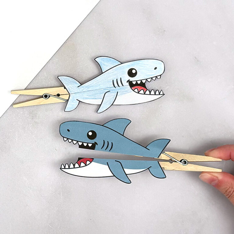 Shark Clothespin Puppet Craft