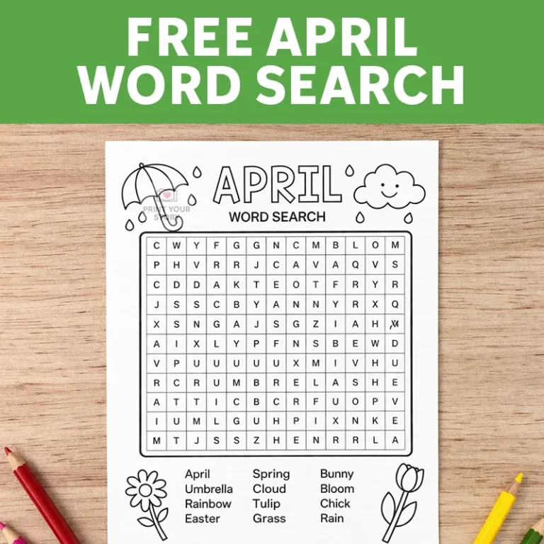 Free April Word Search Printable for a Cozy Spring Activity