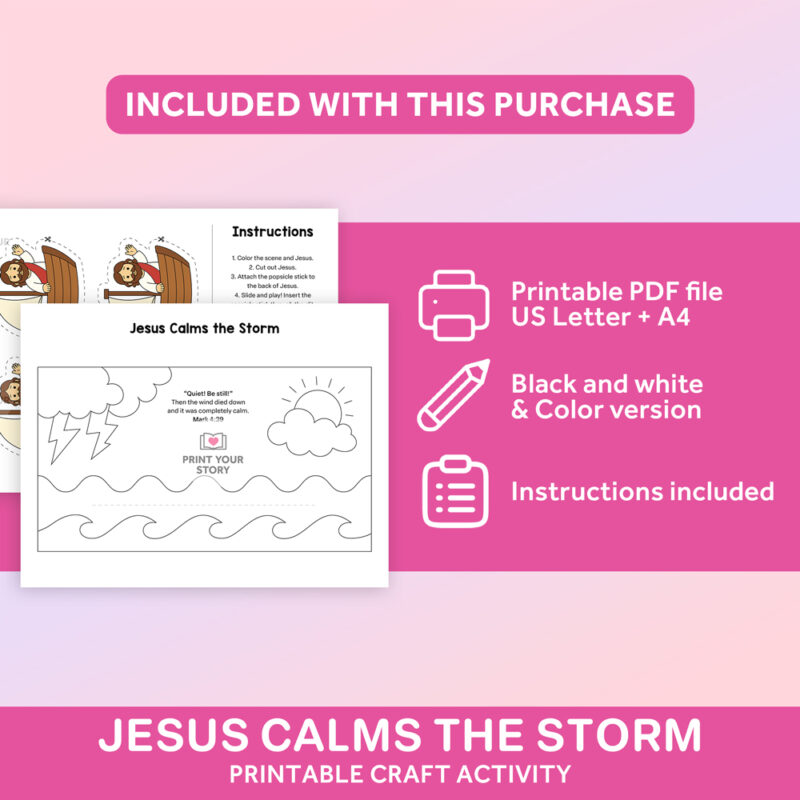 Jesus Calms the Storm Craft – Bible Lesson Printable Activity – Print ...