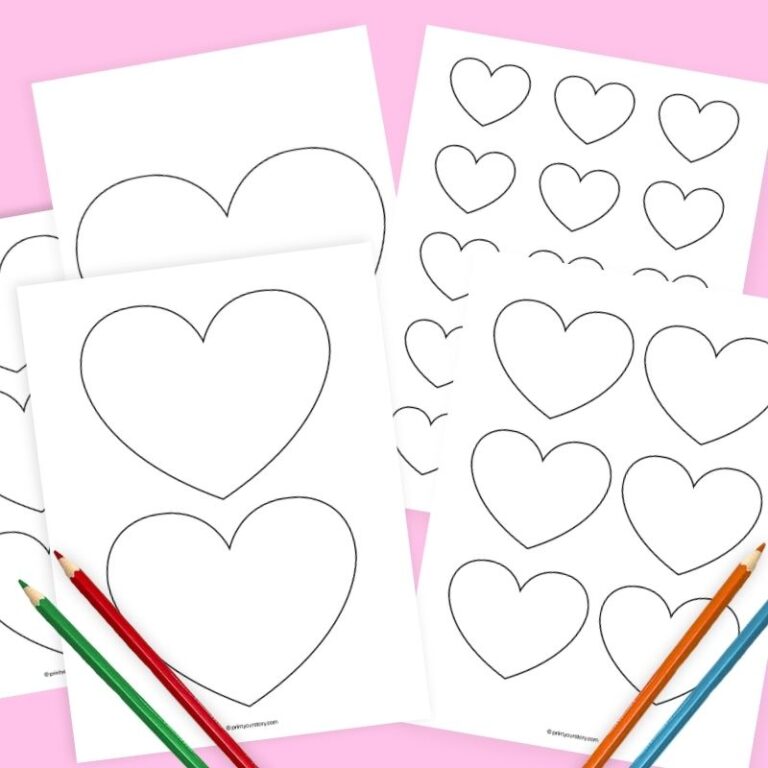 Free Printable Outline Heart Templates (Multiple Sizes)