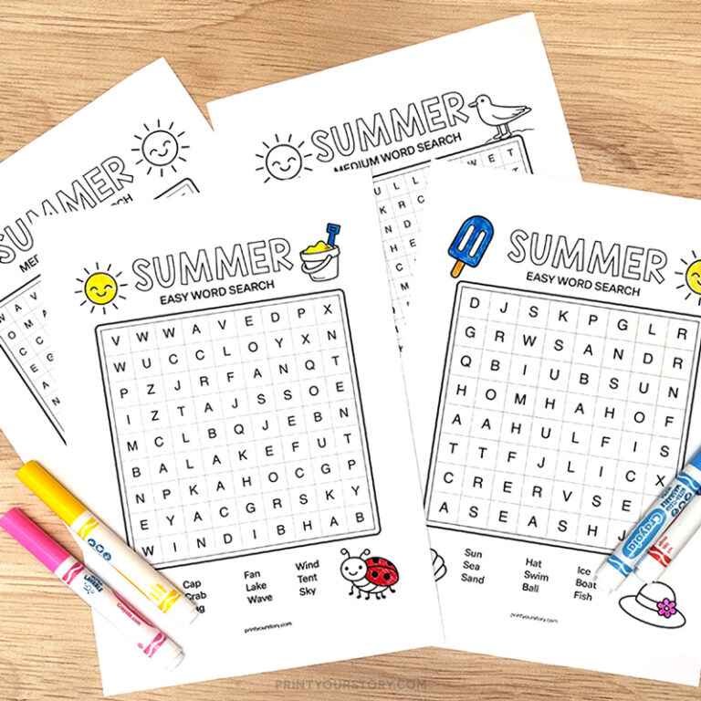 Summer Word Searches for Kids (Free)