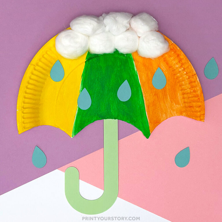 Umbrella Paper Plate Craft (With Free Template)