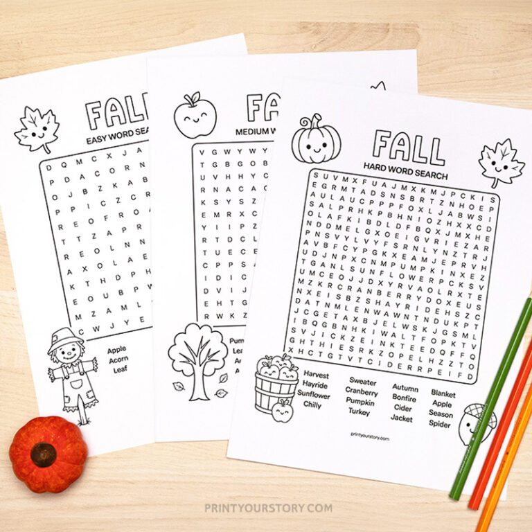 Free Fall Word Search Puzzle Printables