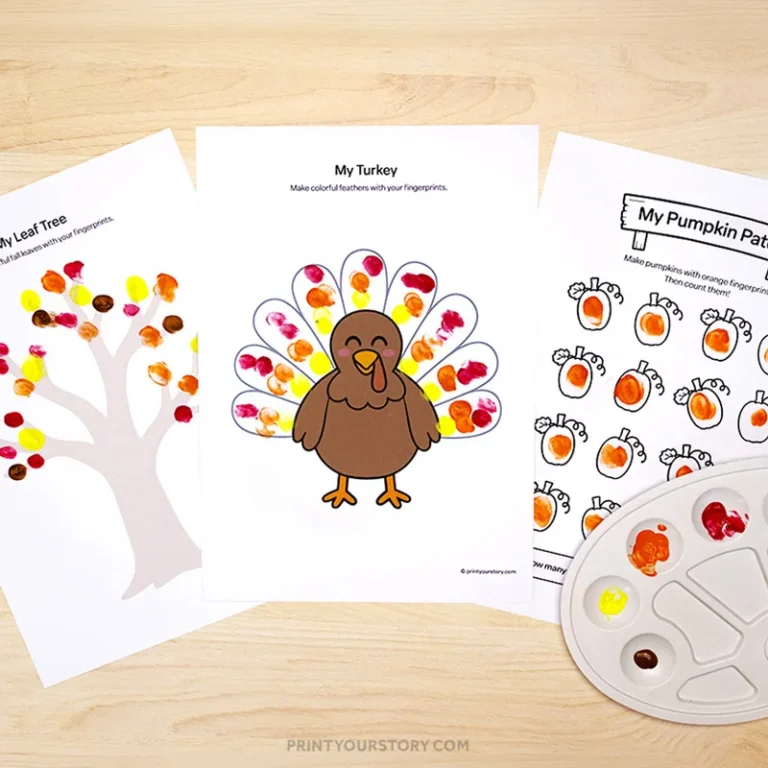 Free Fall Finger Painting Printables for Kids