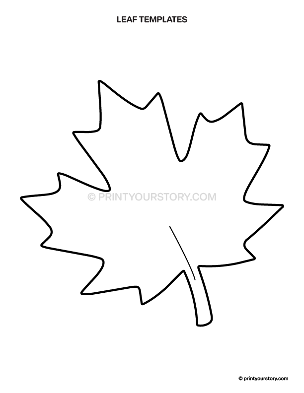 Printable maple leaf outline template with a single large leaf shape on a white background