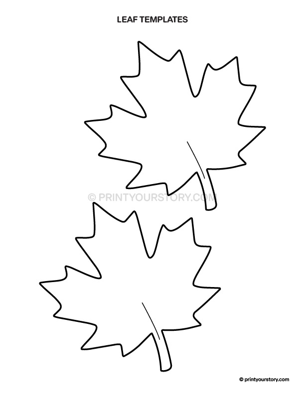 Printable page with two simple maple leaf outline templates in different sizes