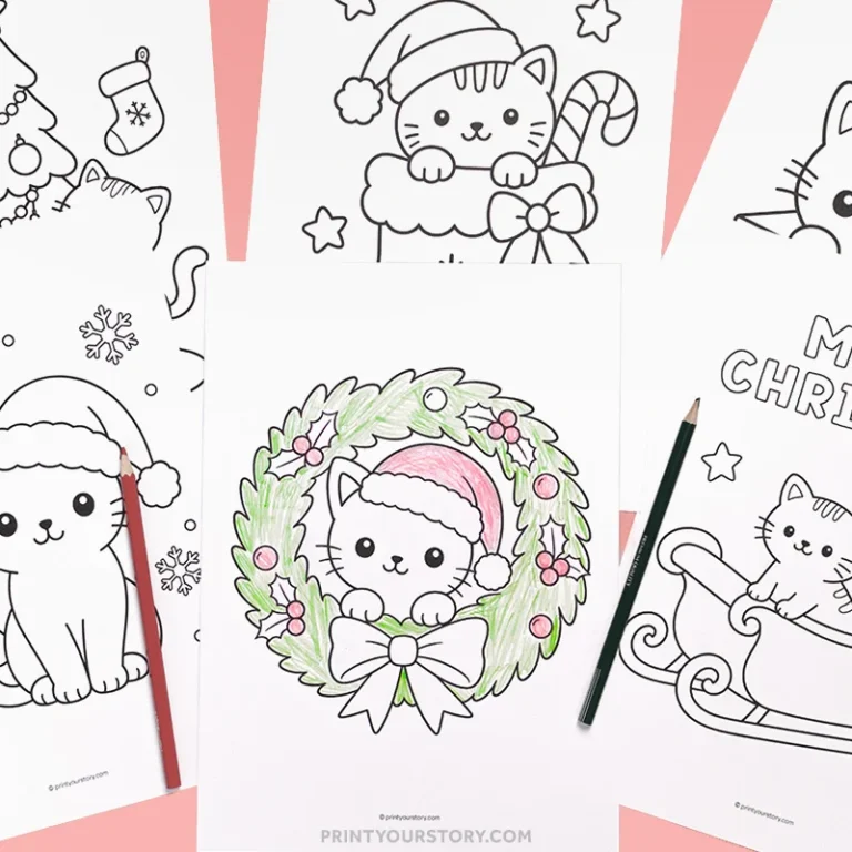 Free Cat Christmas Coloring Pages