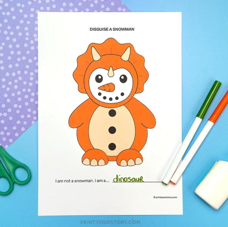 Disguise a Snowman Dinosaur Craft (Free Printable)