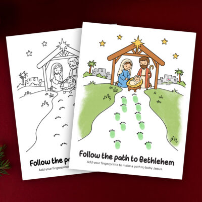 Nativity Fingerprint Craft Printable - Follow the Path to Bethlehem