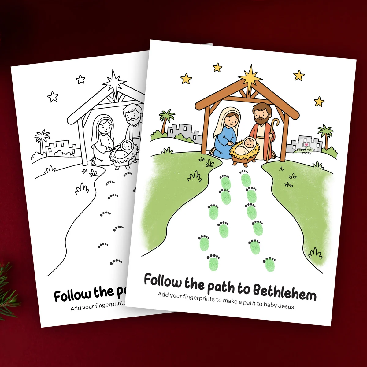 Nativity Fingerprint Craft Bundle - 2 Printables - Image 8
