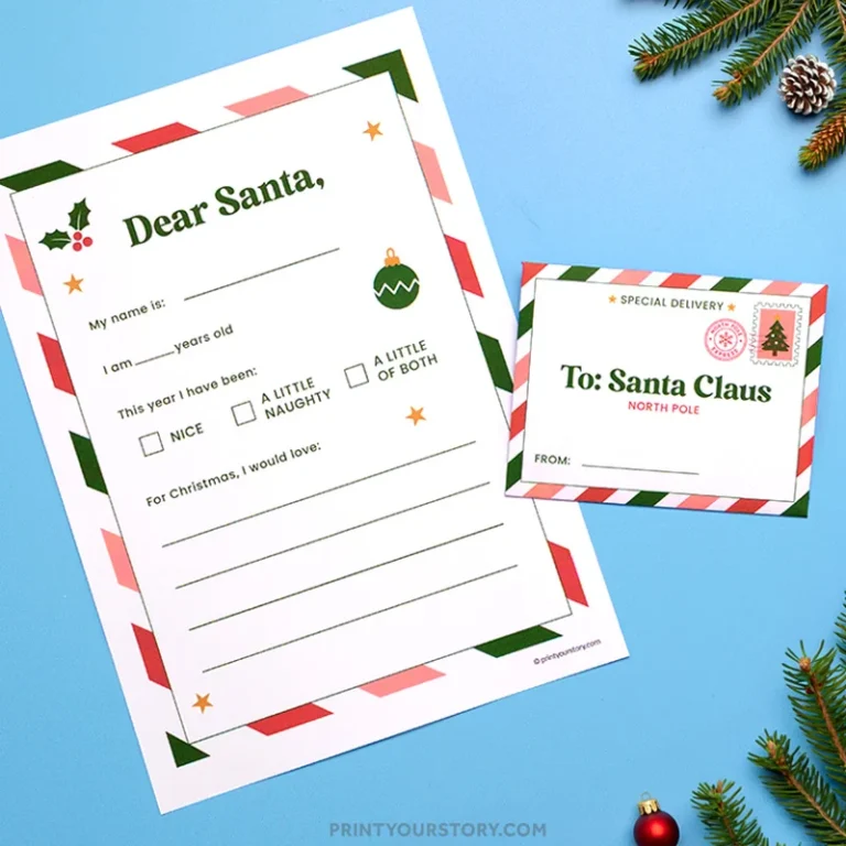 Free Printable Letter to Santa With Matching Envelope