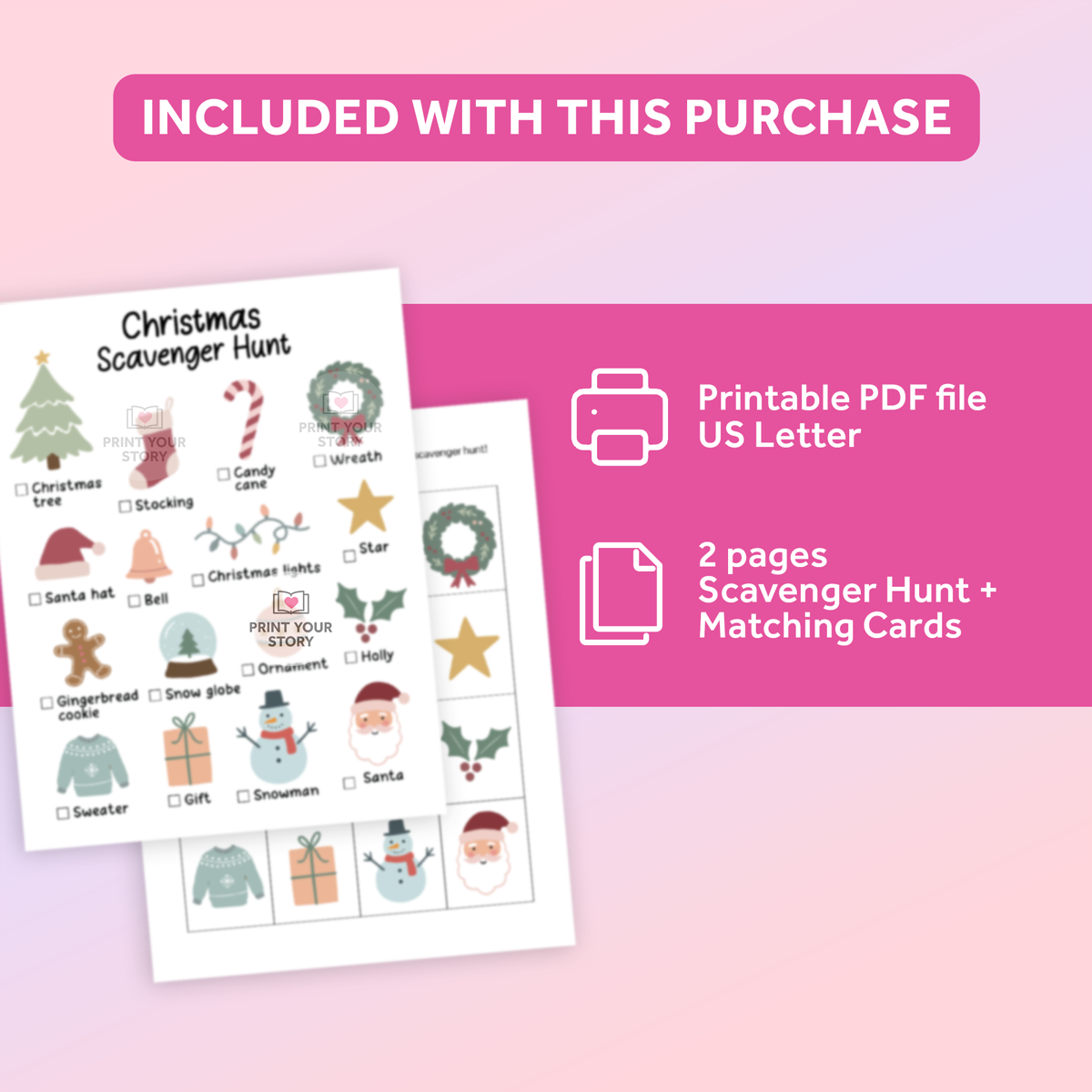 Christmas Scavenger Hunt Printable + Matching Cards - Image 2