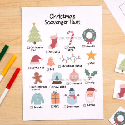 Christmas Scavenger Hunt Printable + Matching Cards