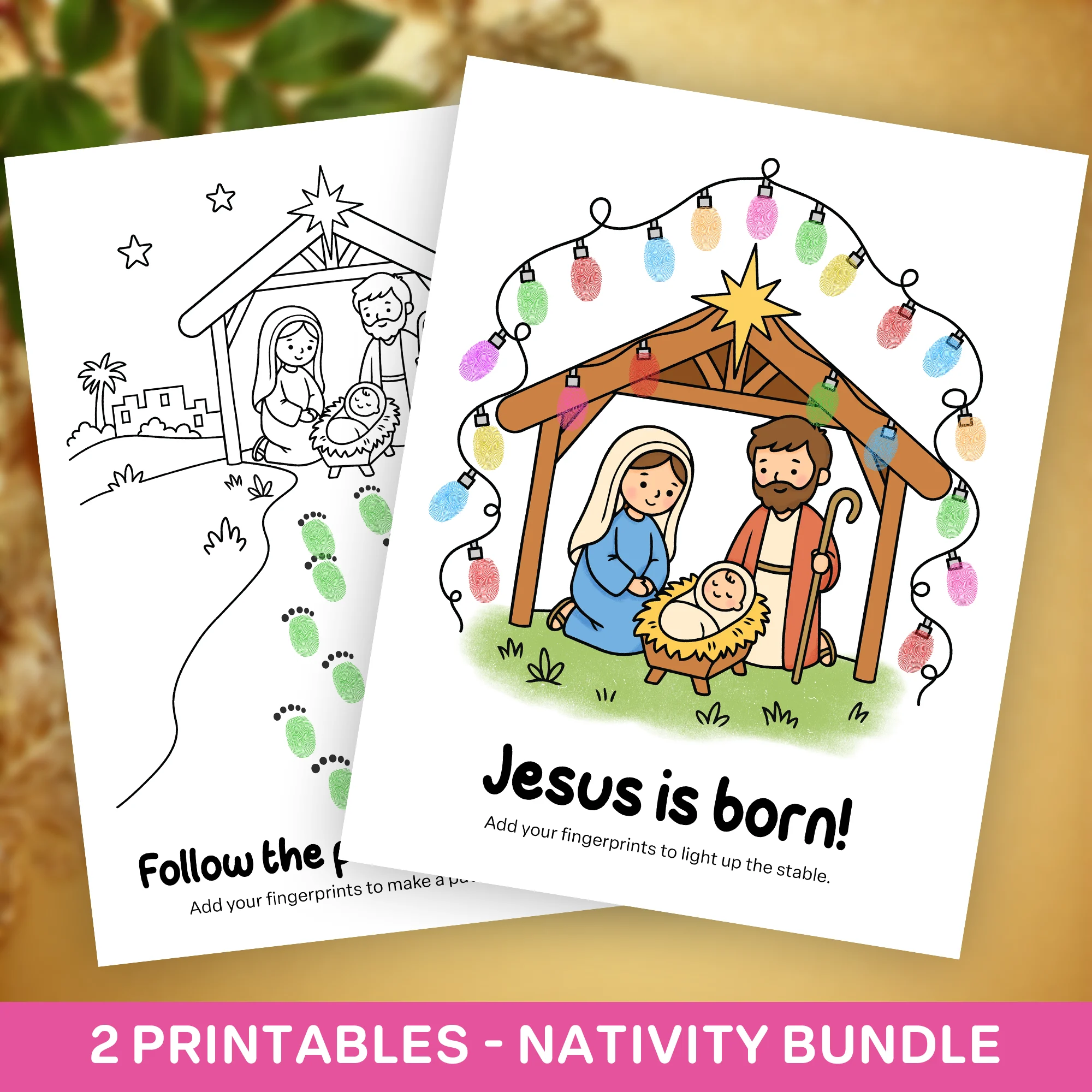Nativity Fingerprint Craft Bundle - 2 Printables