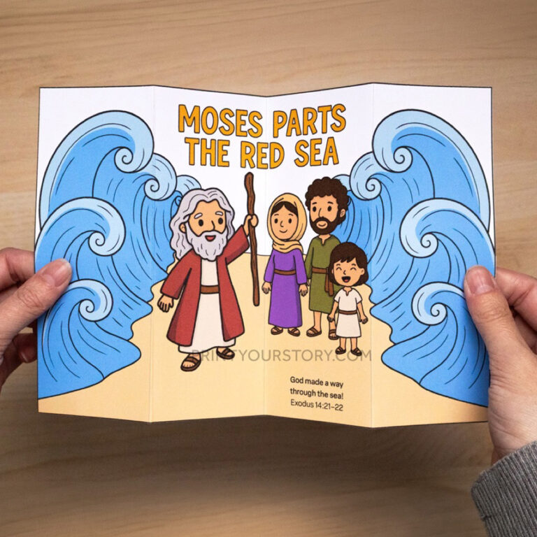 Moses Parts the Red Sea Folding Craft (Printable Bible Activity)