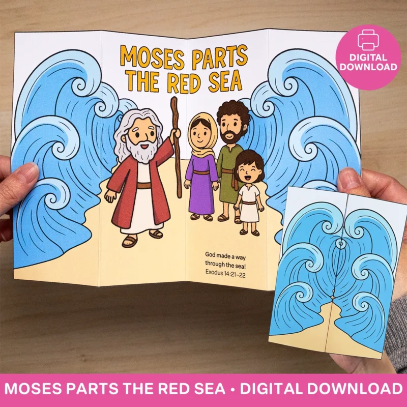Red Yea Moses Parts the Red Sea Craft (Printable Bible Activity) – Print Your Story