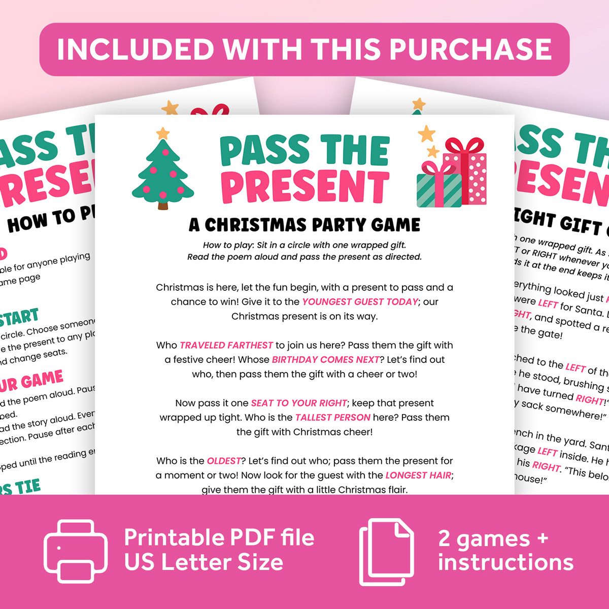 Pass the Present Christmas Game Printable - 2 Party Games - Image 3