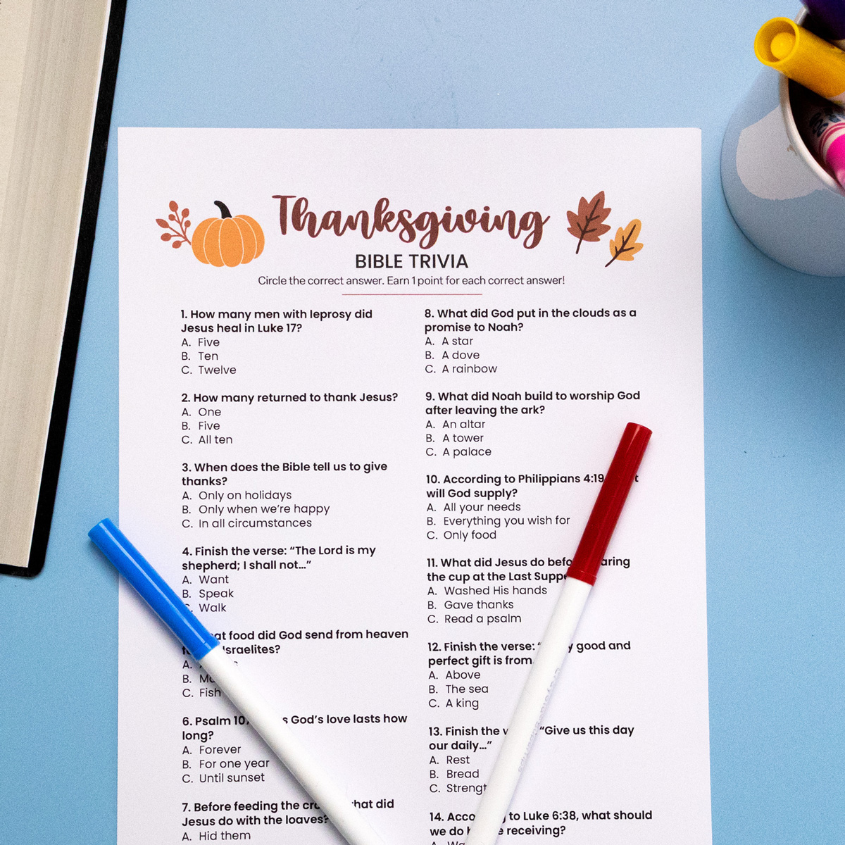 Thanksgiving Bible Trivia Game Printable - Image 5