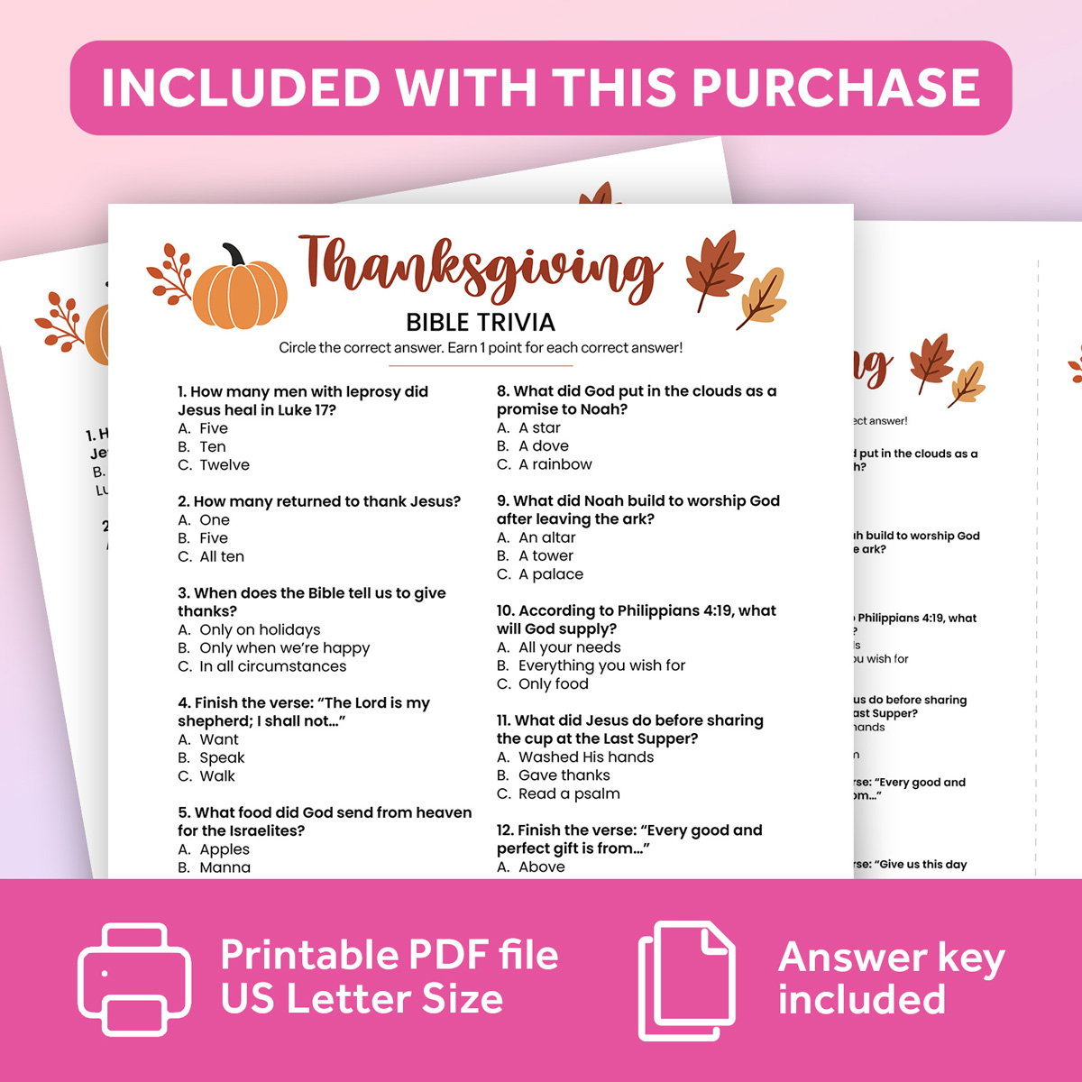 Thanksgiving Bible Trivia Game Printable - Image 3